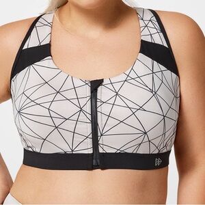 YVETTE Enfold Zip Front Padded Running Sports Bra Size 3X High Support‎